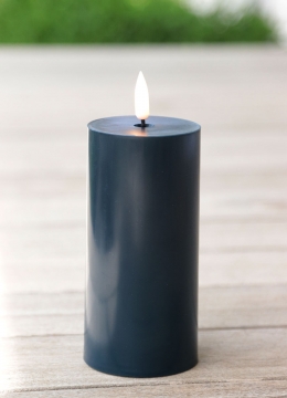 Set of 3 Dark Blue Outdoor Flameless Candles - Timer - NEW 2024