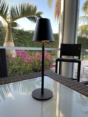 Rechargeable Tabletop Patio Lamp (Black Finish) Dimmable