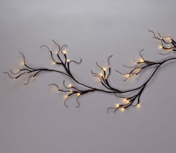 6 Foot Battery Operated Willow Garland - 60 Warm White LED's Timer