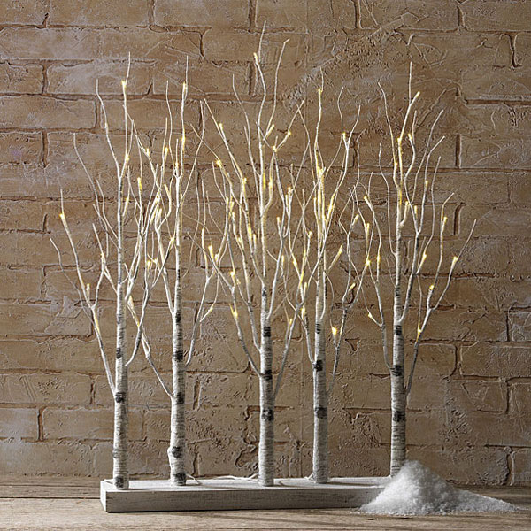 Display Tree - Large Lighted White Birch, Ornament Display Trees