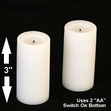 3 Inch White Wax Set of 2 Candles