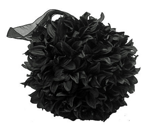 Silk Flower Pomander Ball Black 6 Inch - Organza Ribbon