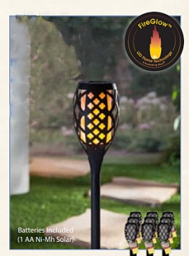 Solar Powered FireGlow Torch - 45 Inch Adjustable Height